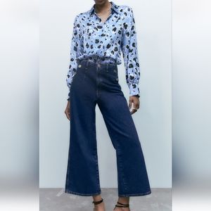 Zara cropped wide leg jeans